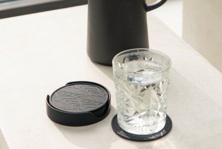 Siliconen set glas onderzetters 7-delig Black Pepper