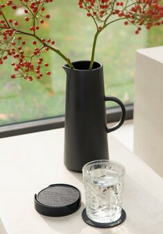 Siliconen set glas onderzetters 7-delig Black Pepper