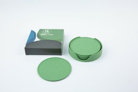 Siliconen set glas onderzetters 7-delig Sage Green