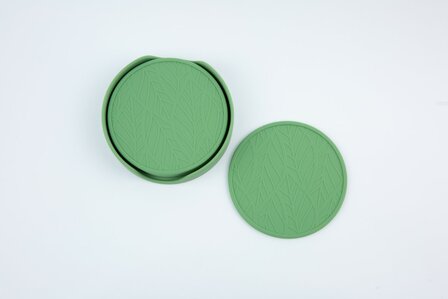 Siliconen set glas onderzetters 7-delig Sage Green