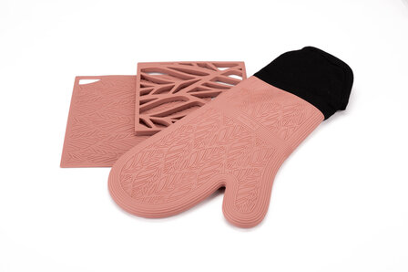 Siliconen set glas onderzetters 7-delig Raspberry Pink