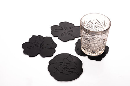 Siliconen Glasonderzetter Peony Black