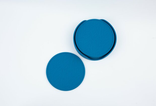 Siliconen set glas onderzetters 7-delig Blue Berry