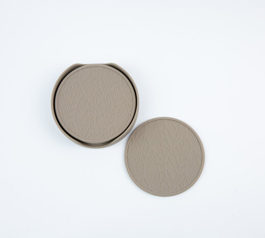 Siliconen set glas onderzetters 7-delig Nutmeg Grey