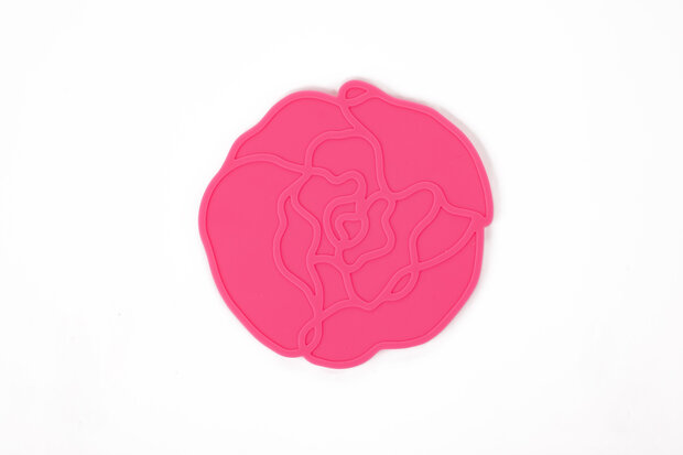 Siliconen Glasonderzetter Peony Dark Pink