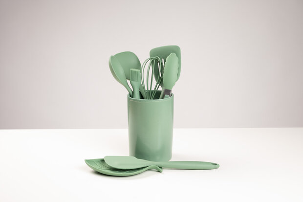 Aardewerk spatelpot Sage Green