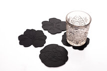 Siliconen Glasonderzetter Poppy Black