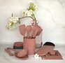 Siliconen set glas onderzetters 7-delig Raspberry Pink